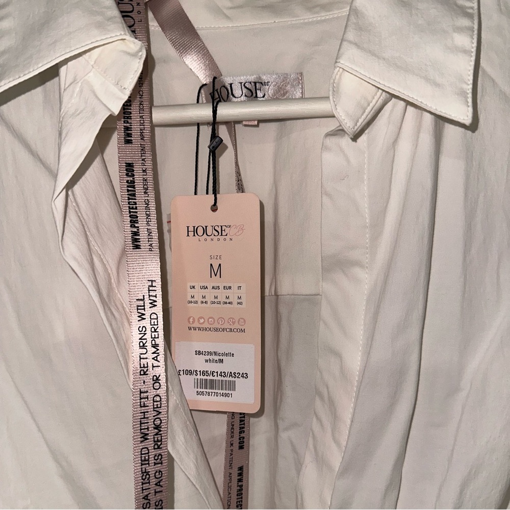 House of CB - ‘Nicolette’ White Draped Shirt Dress - Picture 14 of 14